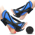 Blue Plantar Fasciitis Night Splint with Massage Ball 2 Pack - Adjustable Support