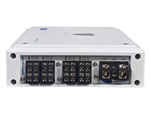 Rockville RXM8BTW 8 Channel Marine Boat Amplifier with Bluetooth - White