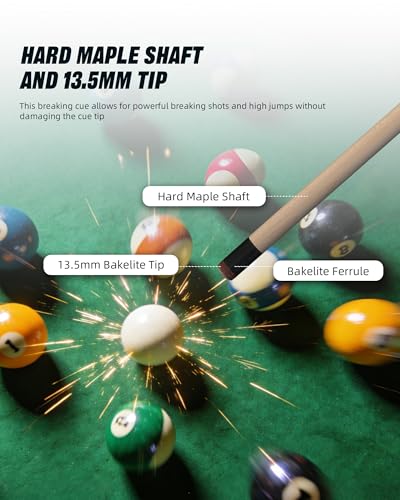 Jump Break Cue - Red 3-Piece Maple Billiard Cue for Break & Jump Shots