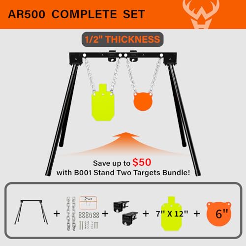 Highwild 1/2" Thick AR500 Steel Shooting Targets System with Stand & Extension Brackets - Variation of B- 1/2" Thick AR500 Target System-2