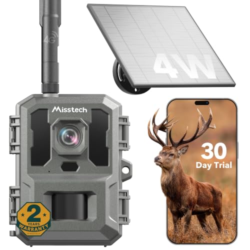 Misstech 4G LTE Cellular Trail Camera for Wild & Farm Monitoring, 0.1s Motion-Activated, Mountain Gray 1-Pack
