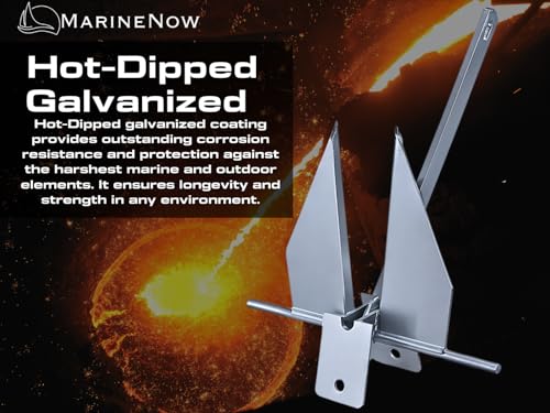 MarineNow 8.5 lb Galvanized Fluke Anchor Kit with 98 ft Marine Rope & Chain