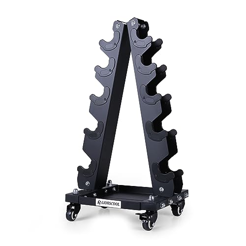 LIONSCOOL Small 200LBS Dumbbell Rack Stand with Wheels & Tray - Home Gym