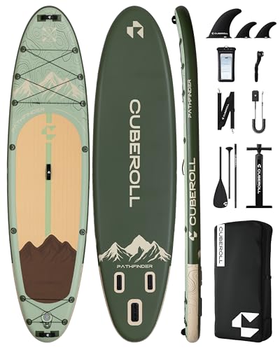 Cuberoll 11'6" Extra Wide Inflatable Stand Up Paddle Board with Avocado Green Design, 450lb Capacity, Stable Yoga & Fishing SUP