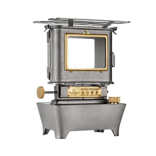 Thous Winds Retro Silver Camping Oil Lantern with Portable Stove, Stainless Steel Outdoor Light & Heater