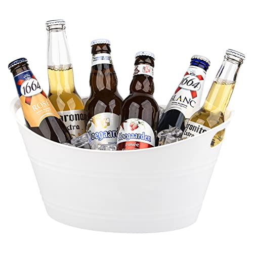 6 Pack Plastic Oval Storage Tubs - 4.5L Ice Buckets for Wine Beer Champagne