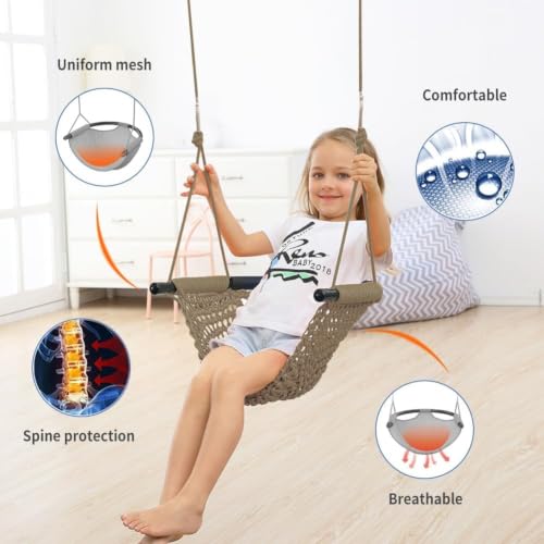 Kids Toddler Swing Seat Brown 2 Pack - Adjustable Rope Outdoor Indoor Play