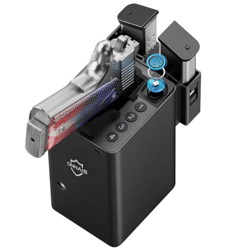 ONNAIS Biometric Pistol Safe with Fast Fingerprint Access for Home & Car Security