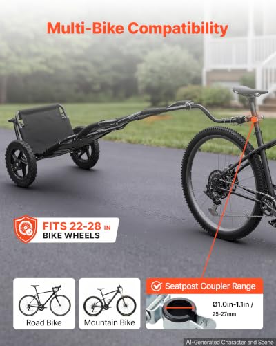 VEVOR Bike Cargo Trailer 60 lbs Load 3-in-1 Folding Bicycle Wagon with 12-Inch Wheels