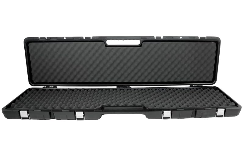 54 Inch Weather-Resistant Gun Case with Foam Interior and Lock Tabs - Black Tactical Hard Case