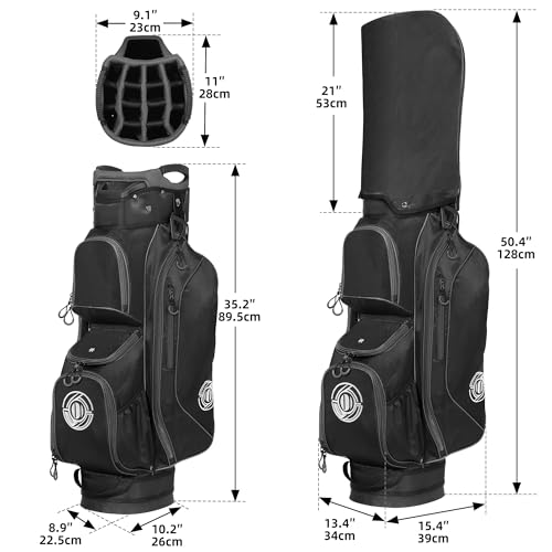 Shopsource Lightweight Golf Cart Bag with 15-Way Organizer & Putter Well - Grey & Black
