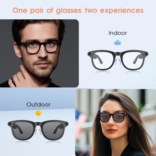 GenXenon Black 4K Video Smart Glasses with 3600mAh Charging Case