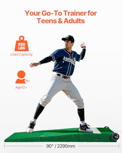 90 Inch Portable Baseball Pitching Mound with Wheels, Green Indoor/Outdoor Training Equipment