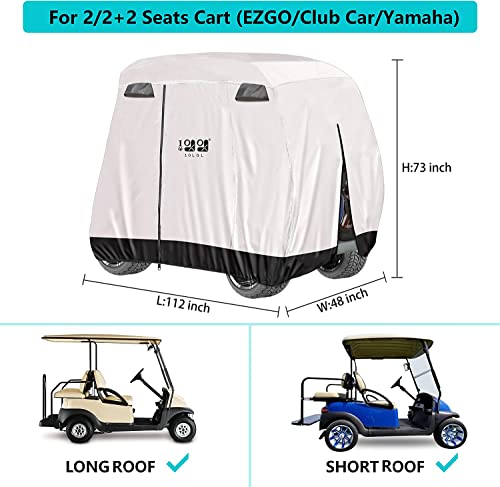 10L0L Silver Golf Cart Cover Waterproof Windproof Sunproof Fits Yamaha EZGO Club Car Lifted 2/4 Passengers