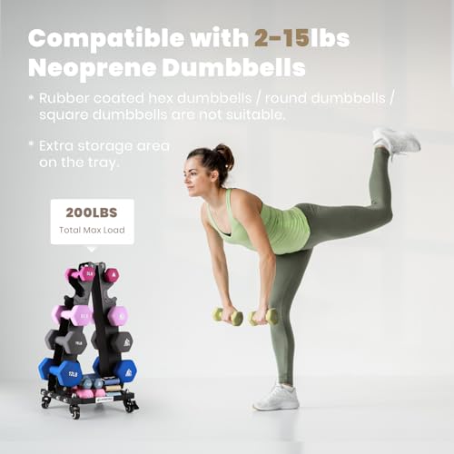 LIONSCOOL Small 200LBS Dumbbell Rack Stand with Wheels & Tray - Home Gym