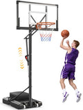 FirstAsk Black 10FT Adjustable Outdoor Basketball Hoop System with 44" Backboard & Wheels