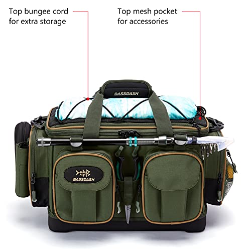 BASSDASH Fishing Tackle Shoulder Bag Army Green Water-Resistant Gear Storage Pack