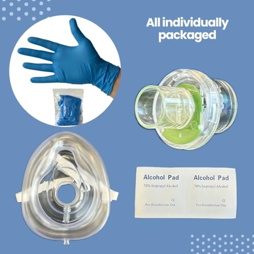 CPR Training Mask Set 10-Pack for Adult and Child with Hard Case and Strap - Latex-Free