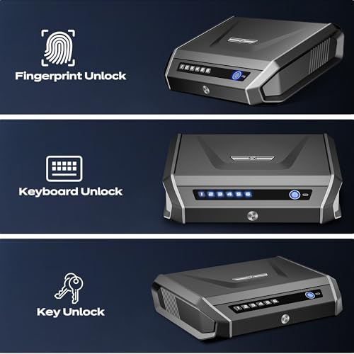 TOPMEDA 270 cu in Biometric Gun Safe with LCD Display, Fast Access, Keypad & Rechargeable Battery