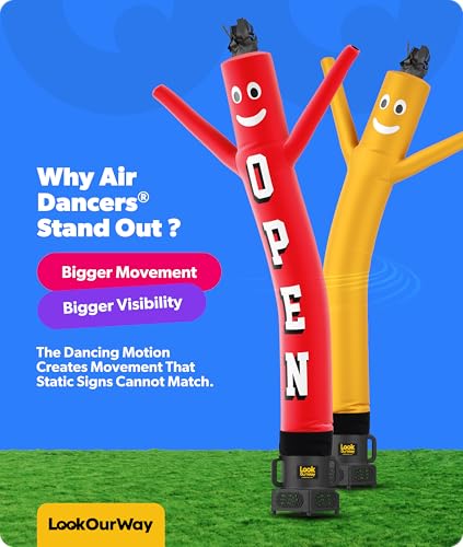 Inflatable Tube Man Set - 7ft Wacky Waving Inflatable Dancing Tube Guy with Weather-Resistant Blower - Open Red Variation