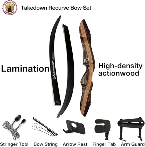 Left Hand Recurve Bow Set 62 Inch Laminated Takedown Hunting & Practice Bow - 30 lb