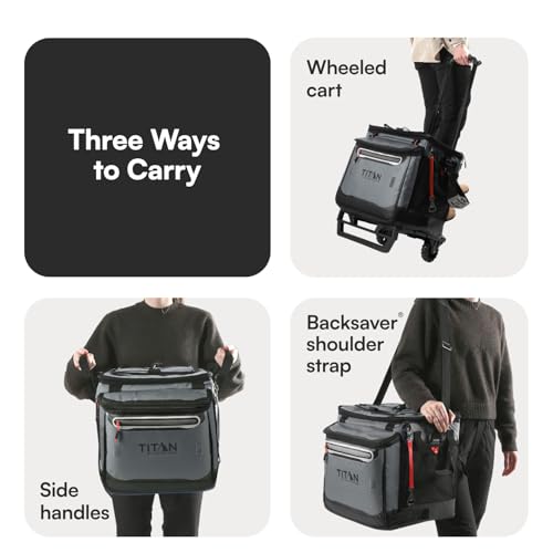 Titan 60 Can Wheeled Cooler with Wheeled Cart - Sharkskin Grey, Ice Up to 3 Days
