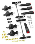 2+2 Golf Cart Seat Belt Kit with Retractable Belts & Brackets for Yamaha, EZGO, Club Car - 4 Passenger Safety Set