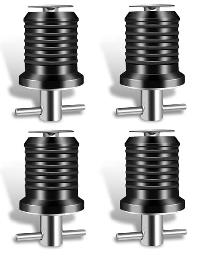 T-Handle Marine Boat Drain Plug Set - 4 Pack for 1 Inch Drains