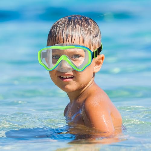 Kids Swim Goggles 2 Pack - No Tangle Strap, Diving Mask for Youth 6-14 - Blue