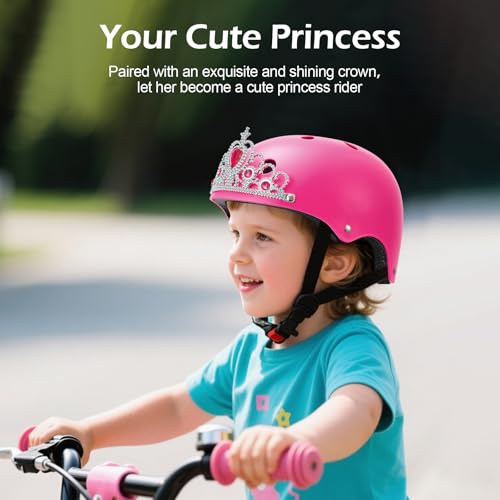 Kids Bike Helmet for Boys and Girls - Rose Princess Tiara Design, Age 3-8