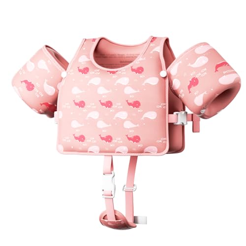 Pink Toddler Swim Vest for 13-33LBS Learning to Swim Adjustable Safety Floaties