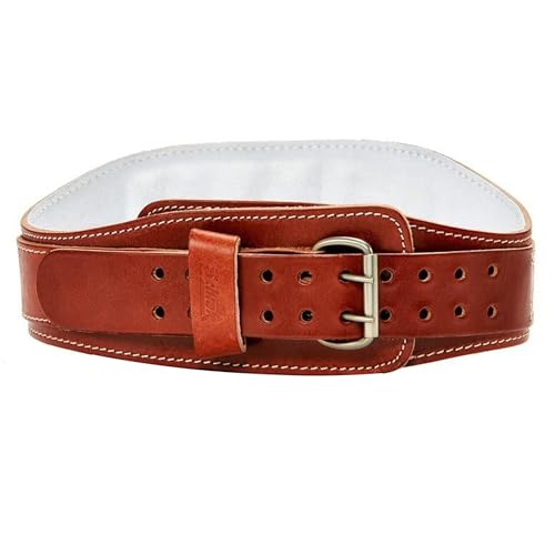 XL Leather Weight Lifting Belt with Double Prong Steel Buckle - Support & Stability