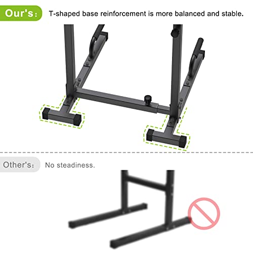SELEWARE Adjustable Dip Bar Station Black for Home Gym Upper Body Workout