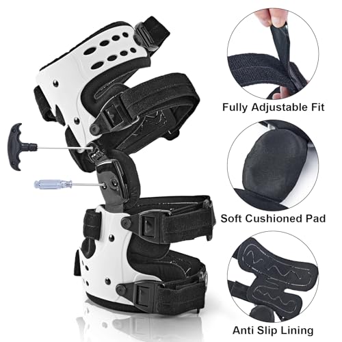 EZWORK OA Unloader Knee Brace White-Right for Arthritis & Osteoarthritis Relief