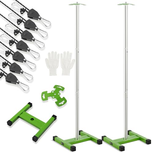 Heavy Duty Boat Cover Support Poles 2 Pack - Adjustable Aluminum Marine Tarp Support System with Mushroom Caps & Ratchet Ropes