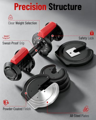 Yagud 28 LB Adjustable Dumbbell Set with Micro-Increments - Single Variation
