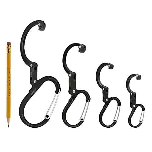 Gear Aid HEROCLIP Medium Carabiner Gear Clip & Hook for Camping & Travel - Stealth Black
