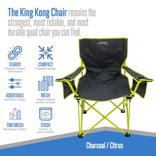 Camping Chairs for Adults with Mesh Cup Holders and Pockets - Charcoal/Citrus Variation
