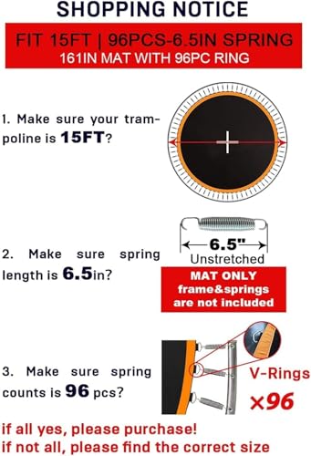 15 ft Trampoline Mat Replacement with V-Rings for Round Trampoline