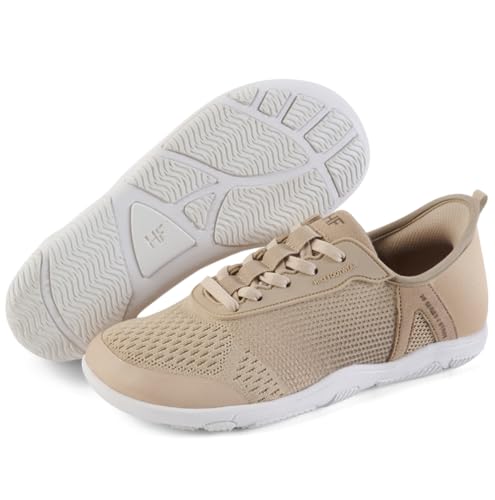 Barefoot Slip-On Shoes for Women Men Wide Toe Box HF Stride Beige 9-9.5 Women / 7-7.5 Men