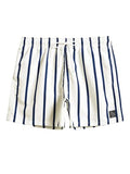 Men's Quick Dry Swim Trunks - Elastic Drawstring Beach Shorts Medium White Striped