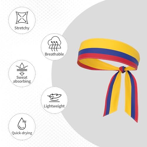 Colombia Flag Pattern Adjustable Sports Headband Wrap for Women Men