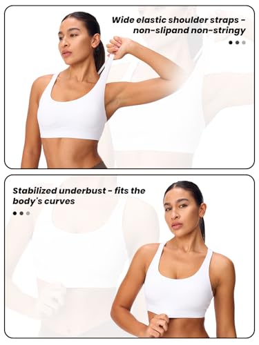 X-Small White Strappy Sports Bra with Criss Cross Back & Padding - Omwilddo