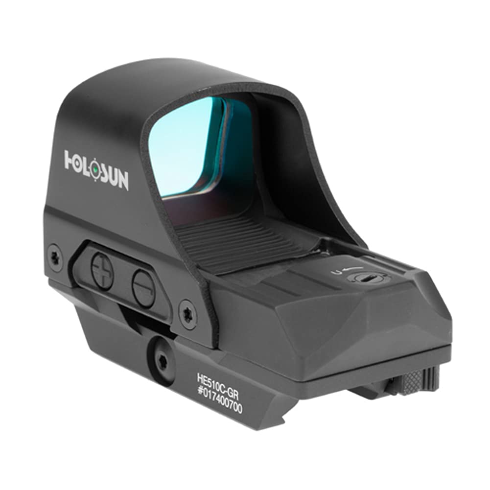 HOLOSUN 510C Series Multi-Reticle 2 MOA Dot & 65 MOA Circle Open Reflex Sight - Solar FailSafe Shake-Awake, 12 Settings - Red/Green Dot (Black/FDE) (Black, Green)