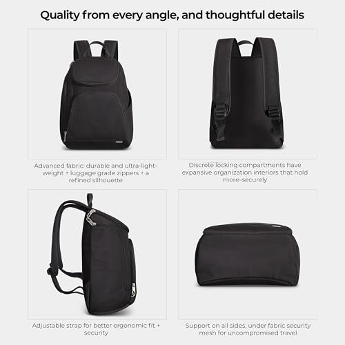 Black Travelon Anti-Theft Classic Backpack - RFID & Slash-Resistant Security