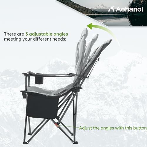 Aohanoi 2-Pack Portable Camping Chairs Heavy Duty Foldable with Adjustable Backrest