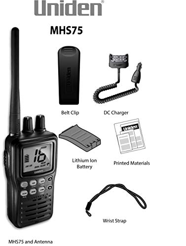 Uniden Waterproof Handheld Marine Radio, VHF 2-Way with NOAA Weather, Submersible & 3 Watt Transmit