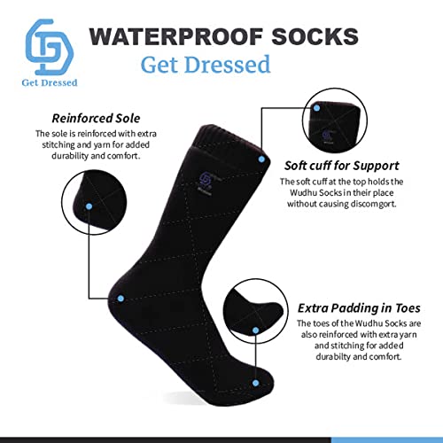 Get Dressed Waterproof Wudu Socks for Men and Women - Black 9-11