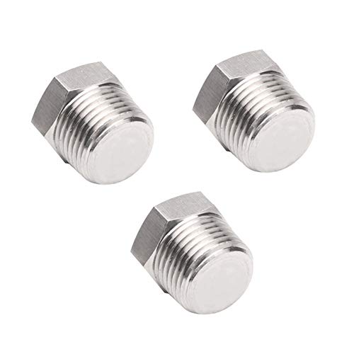 Joywayus 1/2-Inch NPT Male Stainless Steel Pipe Plug - 3 Pack