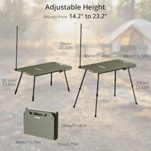 Adjustable Aluminum Camping Table with Folding Legs & Storage Basket